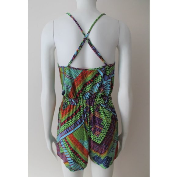 Mara Hoffman Swim Romper / Size Small / Modal Tie Vibrant Printed Multi Cover Up - Picture 6 of 10